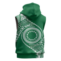 Cook Islands Gospel Day Sleeveless Hoodie Green Tribal Curves