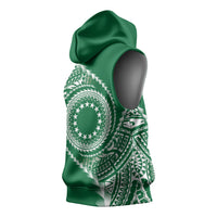 Cook Islands Gospel Day Sleeveless Hoodie Green Tribal Curves