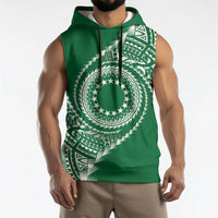Cook Islands Gospel Day Sleeveless Hoodie Green Tribal Curves