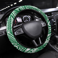 Cook Islands Gospel Day Steering Wheel Cover Green Tribal Curves