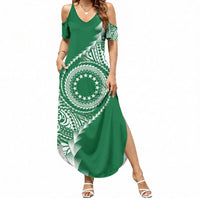 Cook Islands Gospel Day Summer Maxi Dress Green Tribal Curves