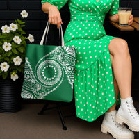 Cook Islands Gospel Day Tote Bag Green Tribal Curves