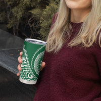 Cook Islands Gospel Day Tumbler Cup Green Tribal Curves