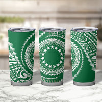 Cook Islands Gospel Day Tumbler Cup Green Tribal Curves