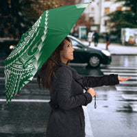 Cook Islands Gospel Day Umbrella Green Tribal Curves