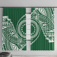 Cook Islands Gospel Day Window Curtain Green Tribal Curves