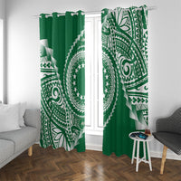 Cook Islands Gospel Day Window Curtain Green Tribal Curves