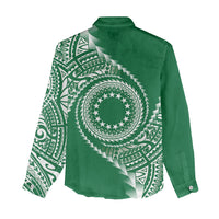 Cook Islands Gospel Day Women Casual Shirt Green Tribal Curves