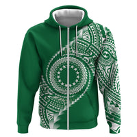 Cook Islands Gospel Day Zip Hoodie Green Tribal Curves
