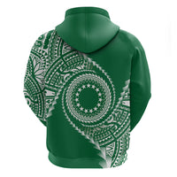 Cook Islands Gospel Day Zip Hoodie Green Tribal Curves