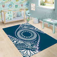 Cook Islands Gospel Day Area Rug Blue Tribal Curves