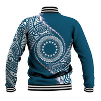 Cook Islands Gospel Day Baseball Jacket Blue Tribal Curves