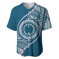 Cook Islands Gospel Day Baseball Jersey Blue Tribal Curves