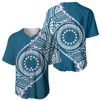 Cook Islands Gospel Day Baseball Jersey Blue Tribal Curves