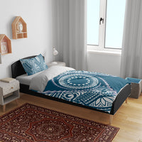 Cook Islands Gospel Day Bedding Set Blue Tribal Curves
