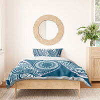 Cook Islands Gospel Day Bedding Set Blue Tribal Curves