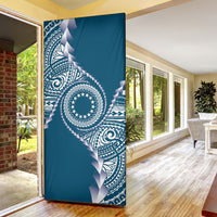 Cook Islands Gospel Day Door Cover Blue Tribal Curves