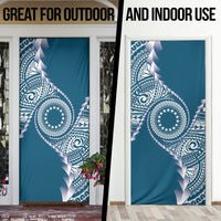 Cook Islands Gospel Day Door Cover Blue Tribal Curves