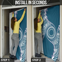 Cook Islands Gospel Day Door Cover Blue Tribal Curves