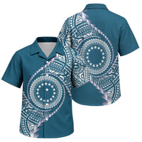 Cook Islands Gospel Day Family Matching Long Sleeve Bodycon Dress and Hawaiian Shirt Blue Tribal Curves