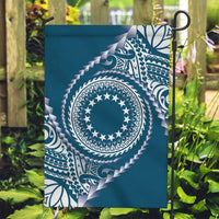 Cook Islands Gospel Day Garden Flag Blue Tribal Curves