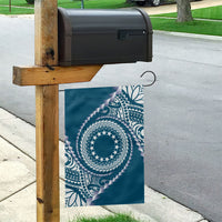 Cook Islands Gospel Day Garden Flag Blue Tribal Curves