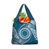 Cook Islands Gospel Day Grocery Bag Blue Tribal Curves