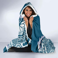 Cook Islands Gospel Day Hooded Blanket Blue Tribal Curves