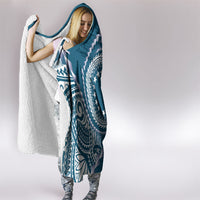 Cook Islands Gospel Day Hooded Blanket Blue Tribal Curves