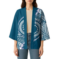 Cook Islands Gospel Day Kimono Blue Tribal Curves