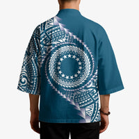 Cook Islands Gospel Day Kimono Blue Tribal Curves