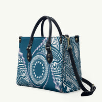 Cook Islands Gospel Day Leather Bag Blue Tribal Curves