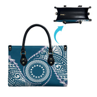 Cook Islands Gospel Day Leather Bag Blue Tribal Curves