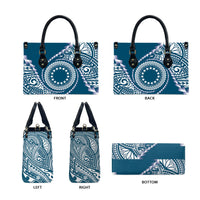Cook Islands Gospel Day Leather Bag Blue Tribal Curves