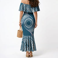 Cook Islands Gospel Day Mermaid Dress Blue Tribal Curves