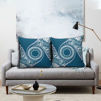 Cook Islands Gospel Day Pillow Cover Blue Tribal Curves