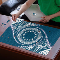 Cook Islands Gospel Day Puzzle Blue Tribal Curves