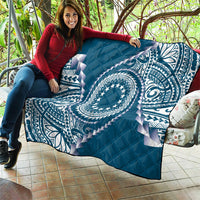 Cook Islands Gospel Day Quilt Blue Tribal Curves