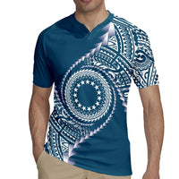 Cook Islands Gospel Day Rugby Jersey Blue Tribal Curves