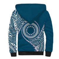 Cook Islands Gospel Day Sherpa Hoodie Blue Tribal Curves