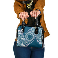 Cook Islands Gospel Day Shoulder Handbag Blue Tribal Curves