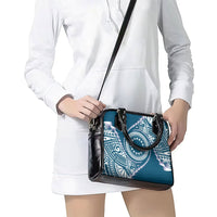 Cook Islands Gospel Day Shoulder Handbag Blue Tribal Curves