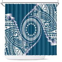 Cook Islands Gospel Day Shower Curtain Blue Tribal Curves