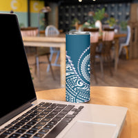 Cook Islands Gospel Day Skinny Tumbler Blue Tribal Curves