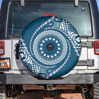Cook Islands Gospel Day Spare Tire Cover Blue Tribal Curves