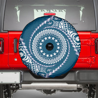 Cook Islands Gospel Day Spare Tire Cover Blue Tribal Curves