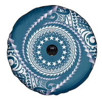 Cook Islands Gospel Day Spare Tire Cover Blue Tribal Curves