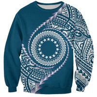 Cook Islands Gospel Day Sweatshirt Blue Tribal Curves