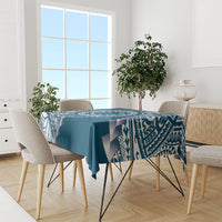 Cook Islands Gospel Day Tablecloth Blue Tribal Curves