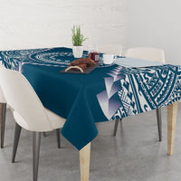 Cook Islands Gospel Day Tablecloth Blue Tribal Curves